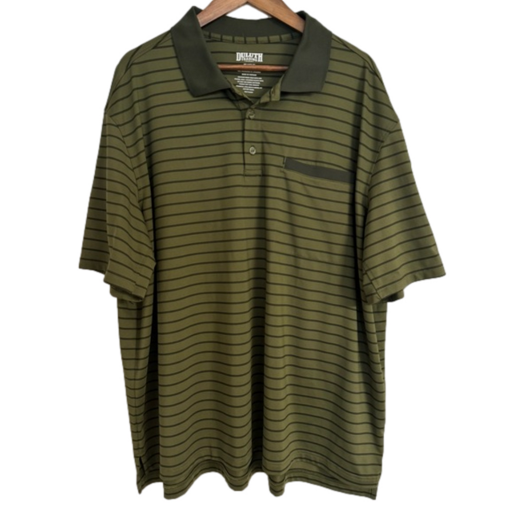 DULUTH Trading Co Men's 2XL Green Striped Short Sleeve Shirt